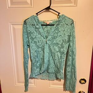 Victoria's Secret Teal Floral Lace Hoodie